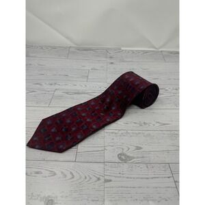 Walt Disney World Tie Burgundy Blue Mickey Mouse Heads‎ Silk Necktie Mens